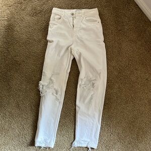 Zara ripped white jeans- straight